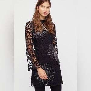 Free People Black Lace & Sequin Dress Size 6